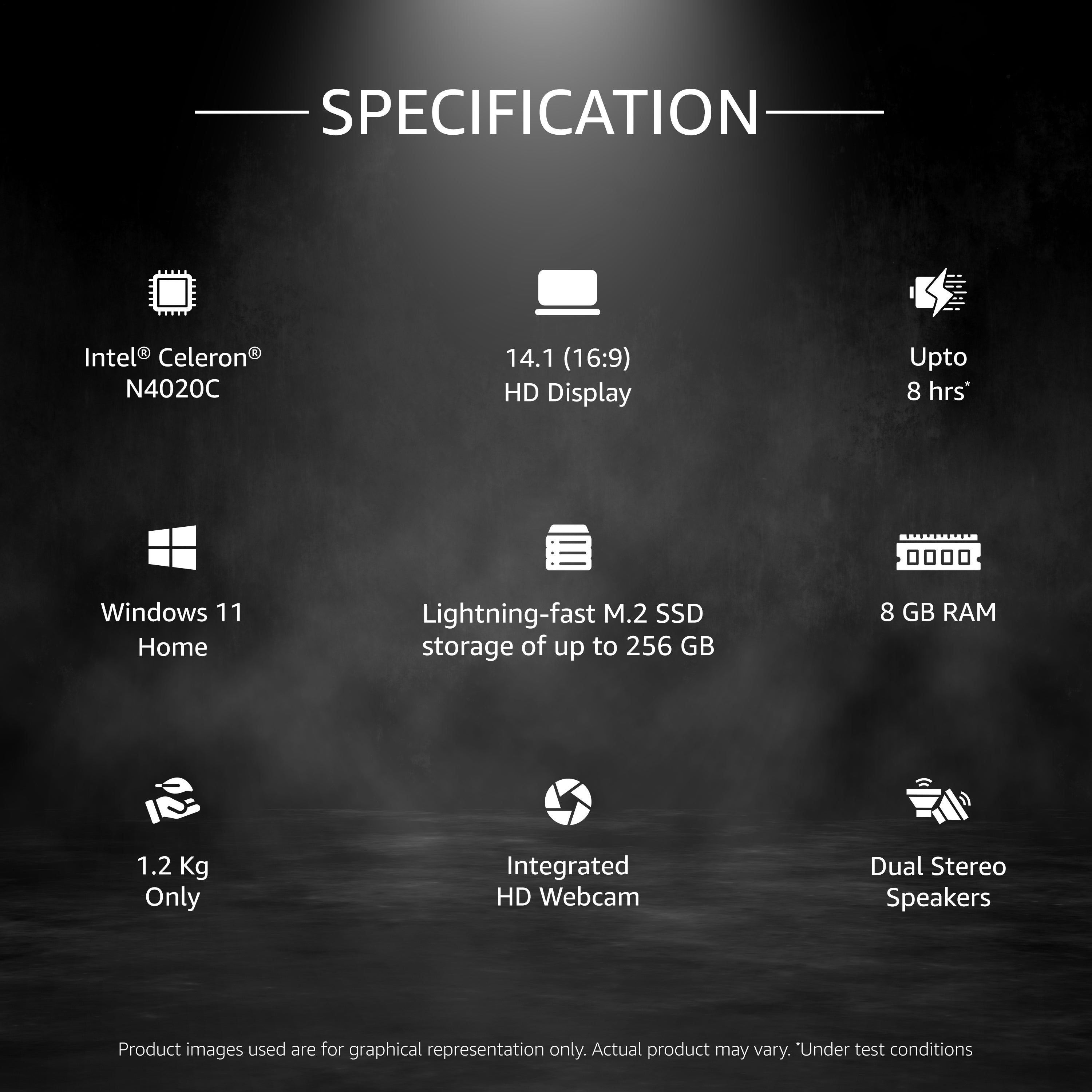FUTOPIA ULTIMUS PRO Dual Core ~2.8GHz 8 GB DDR4 RAM/256 GB ~512 GB Expendable, 14.1-inch (35.8 cm) HD Display Win 11 Home 1.2 Kg Thin & Silver