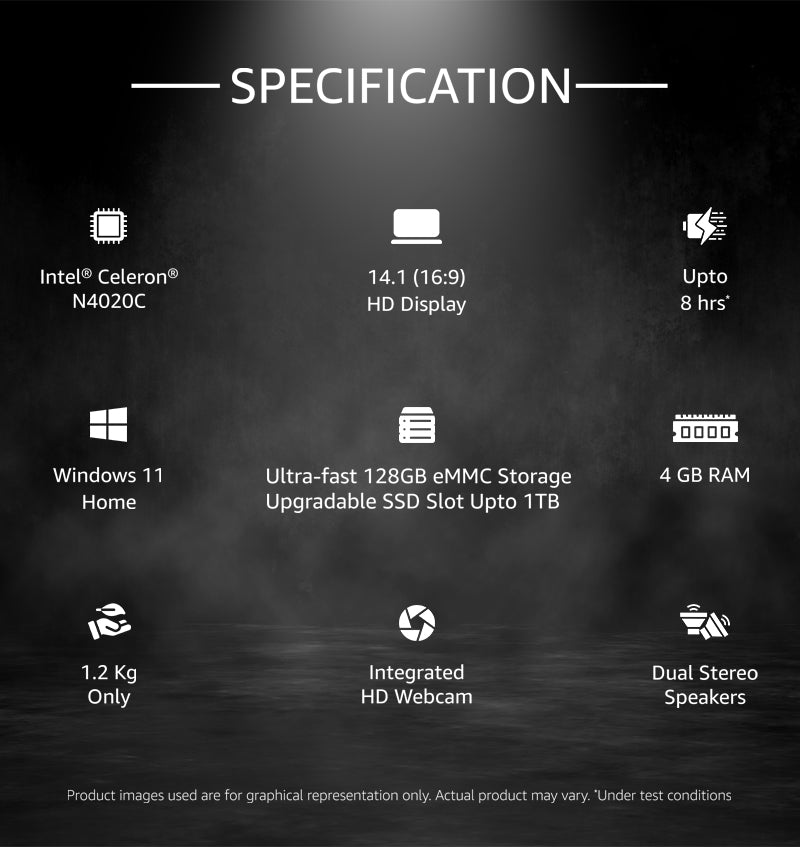 FUTOPIA ULTIMUS PRO Dual Core ~2.8GHz 8 GB DDR4 RAM/256 GB ~512 GB Expendable, 14.1-inch (35.8 cm) HD Display Win 11 Home 1.2 Kg Thin & Black