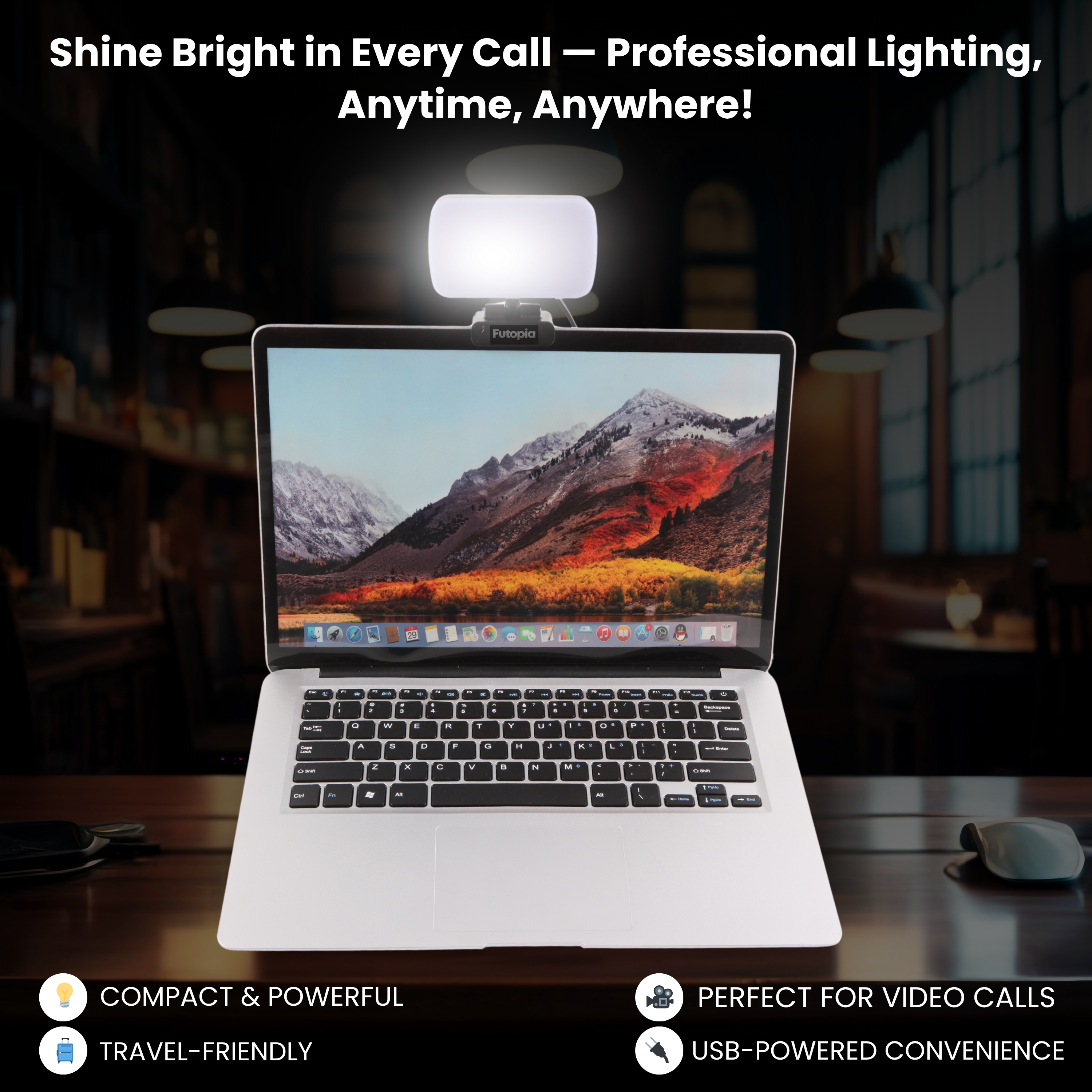 Futopia LED Video Conference Light with Clip | USB Powered Ring Fill Light with Adjustable Brightness & 3 Color Modes | Ideal for Laptop, Zoom Calls, Online Meetings & Live Streaming