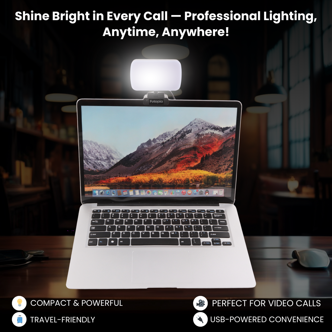 Futopia LED Video Conference Light with Clip | USB Powered Ring Fill Light with Adjustable Brightness & 3 Color Modes | Ideal for Laptop, Zoom Calls, Online Meetings & Live Streaming