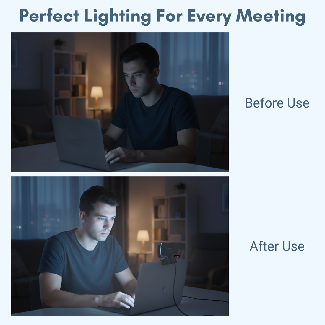 Futopia LED Video Conference Light with Clip | USB Powered Ring Fill Light with Adjustable Brightness & 3 Color Modes | Ideal for Laptop, Zoom Calls, Online Meetings & Live Streaming
