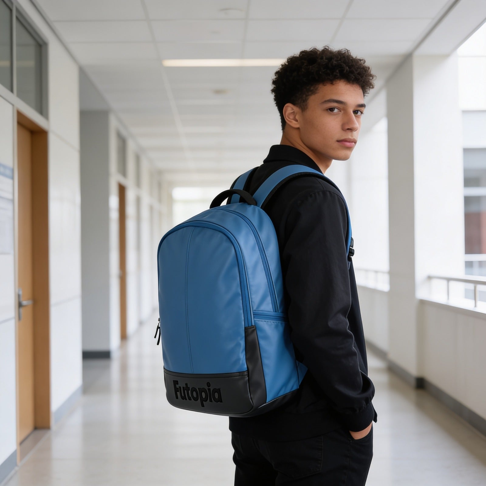 Futopia Premium 26L Capacity Backpack Casual Bag With Fit 15.6 Inch Laptop, Side And Front Side Zipp Store, Luggage Strap, Lightweight & Durable Design For Men & Women Perfect For Office & College -blue