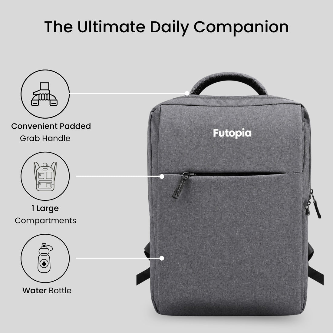 Futopia Premium 15.6-Inch Expandable Laptop Backpack – Water-Resistant Polyester Business Travel Bag with Wet/Dry Compartment & 2 Front Zipper Pockets