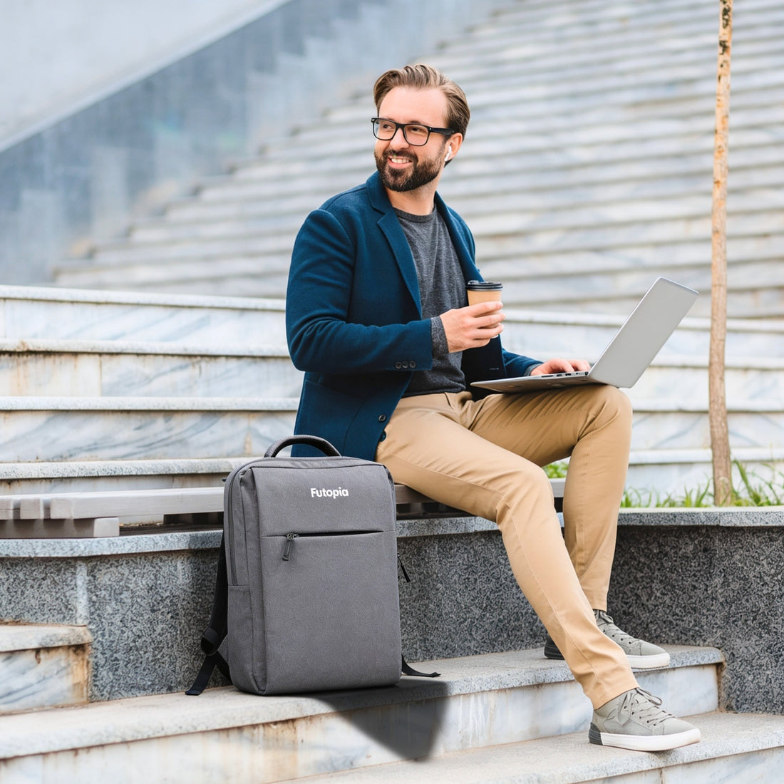 Futopia Premium 26L Capacity Backpack Casual Bag With Fit 15.6 Inch Laptop, Side And Front Side Zipp Store, Luggage Strap, Lightweight & Durable Design For Men & Women Perfect For Office & College - Grey