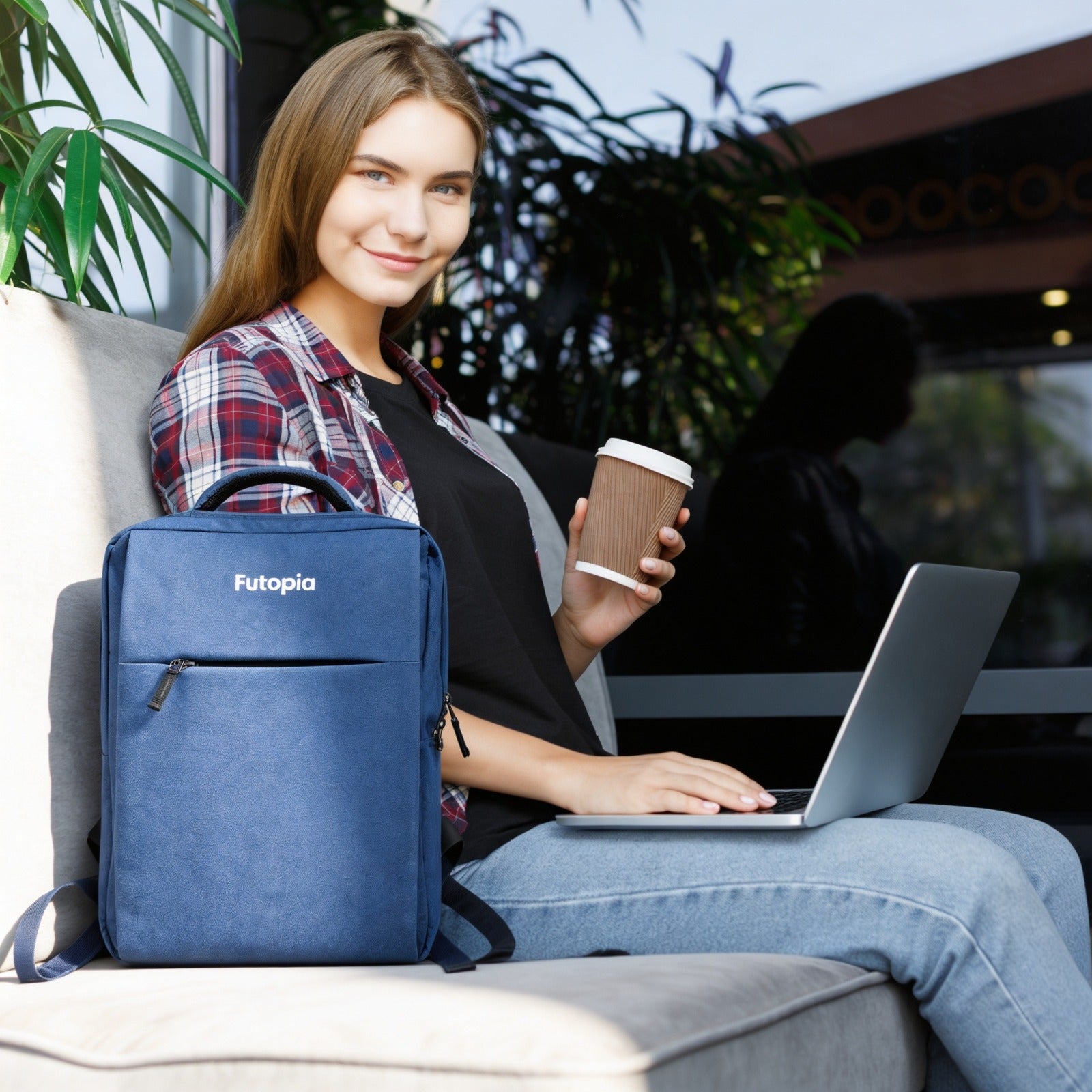 Futopia Premium 15.6-Inch Expandable Laptop Backpack – Water-Resistant Polyester Business Travel Bag with Wet/Dry Compartment & 2 Front Zipper Pockets