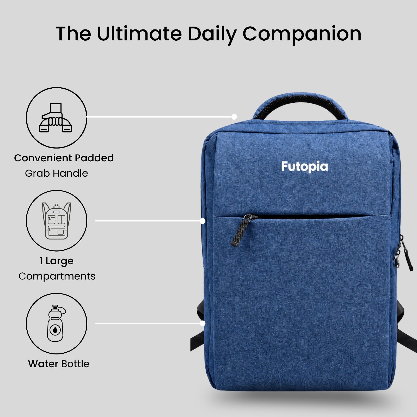 Futopia Premium 15.6-Inch Expandable Laptop Backpack – Water-Resistant Polyester Business Travel Bag with Wet/Dry Compartment & 2 Front Zipper Pockets