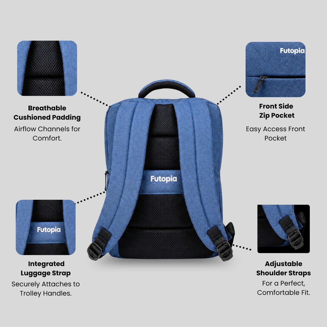Futopia Premium 15.6-Inch Expandable Laptop Backpack – Water-Resistant Polyester Business Travel Bag with Wet/Dry Compartment & 2 Front Zipper Pockets