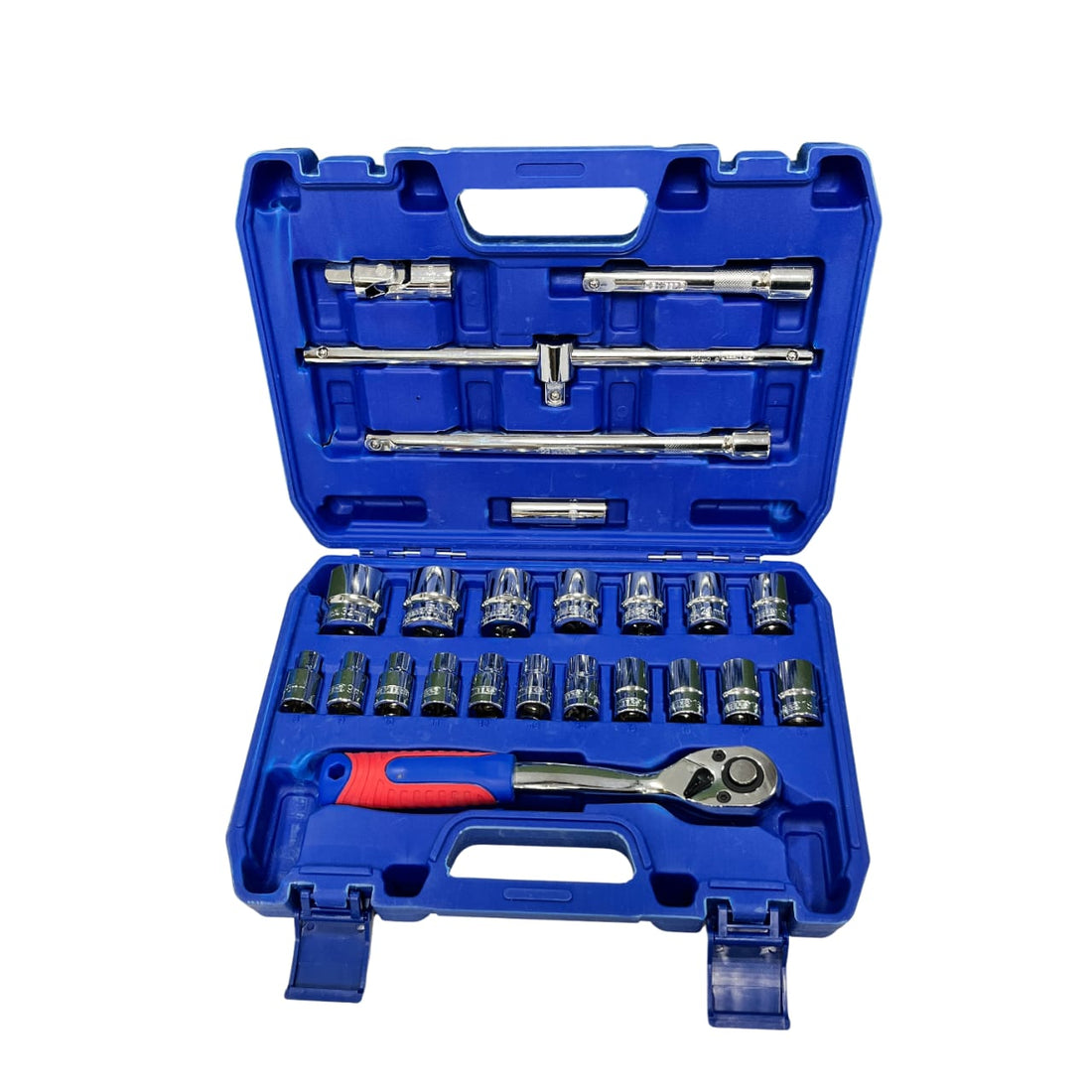 Novita Hand Tool DN 24M-H 1/2" Drive Hex Socket Set 18 Sockets (8-32mm) 6 Accessories with 72-Tooth Ratchet in BMC Case (Packed in a Blow Mould Case) Industrial, Home, Wide Variety of Applications