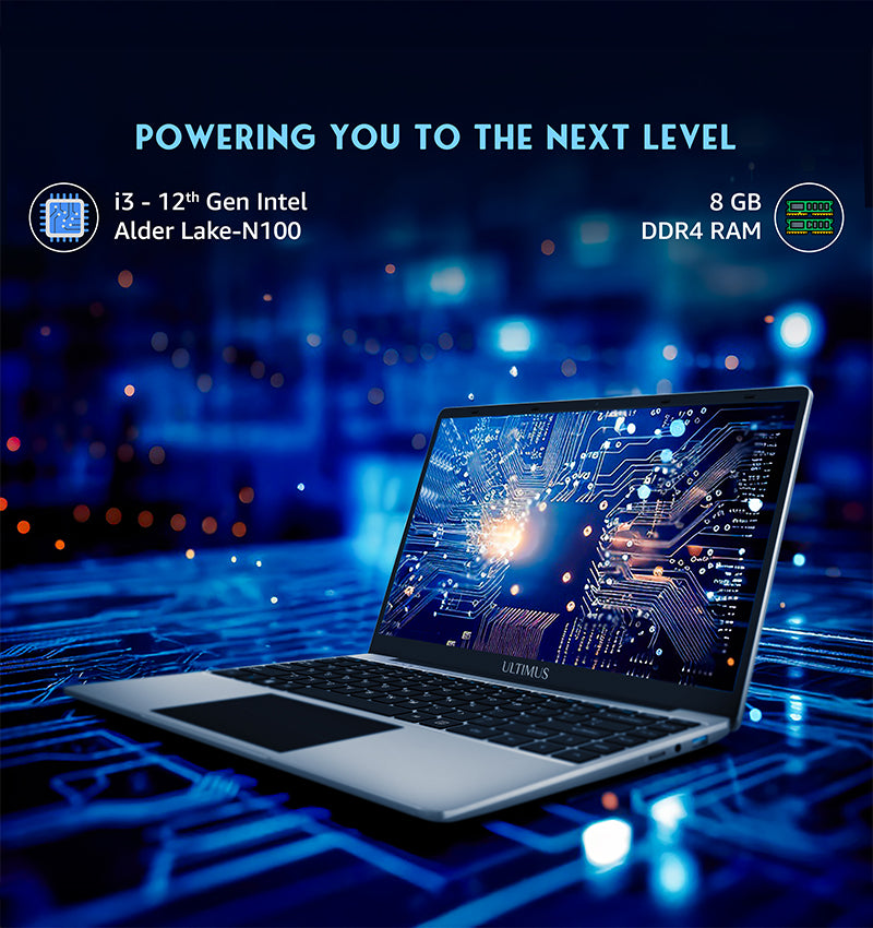 Ultimus Pro Nxt 12thGen Intel i3-N100~3.4 GHz, 8GB RAM 256GB SSD, 1TB expandable Windows 11 Home 1.38Kg Silver