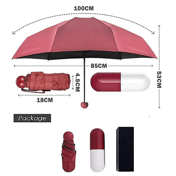 Novita Mini Portable Umbrella with Capsule Case Outdoor for Women Men & Kids 4 Folds UV Protection Compact Foldable Backpack Travel Umbrellas for rain & Hot Summer Capsule Umbrella (Multicolor)